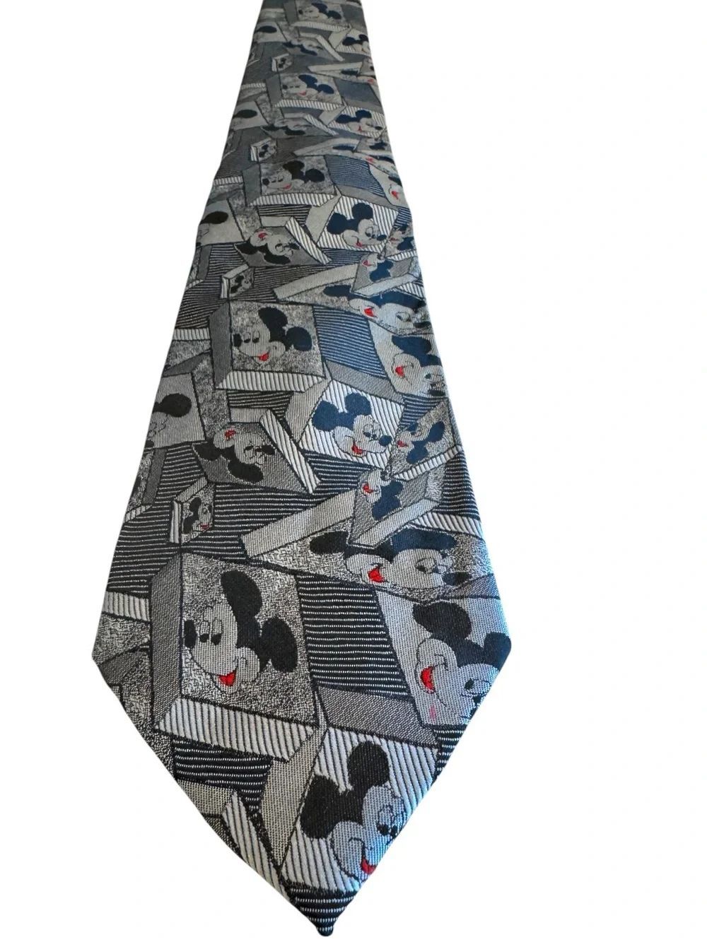 Balancine collab Mickey Mouse Gray Novelty Necktie USA Made Vintage Retro Tie
